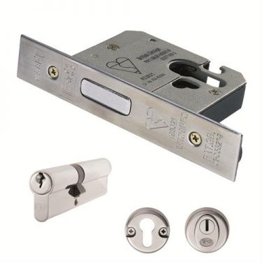 Eurospec - Euro Profile BS Cylinder Deadlock 64mm - Satin Stainless Steel - EDB5025SSS - Choice Handles