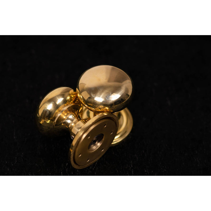 Old English Harrogate Solid Brass Mushroom Mortice Knob on Concealed Fix Rose - Raw Brass  - OE58MMKRB