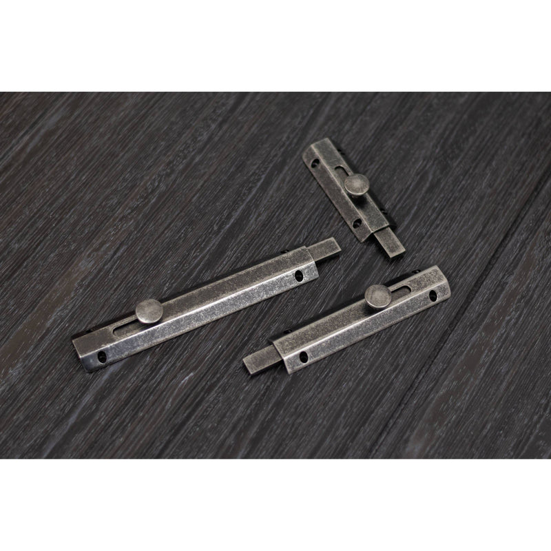 Atlantic Solid Brass Surface Door Bolt 6" - Distressed Silver  - ASB6DS