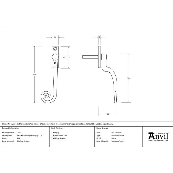 From The Anvil - Deluxe Monkeytail Espag - LH - Black - 20451