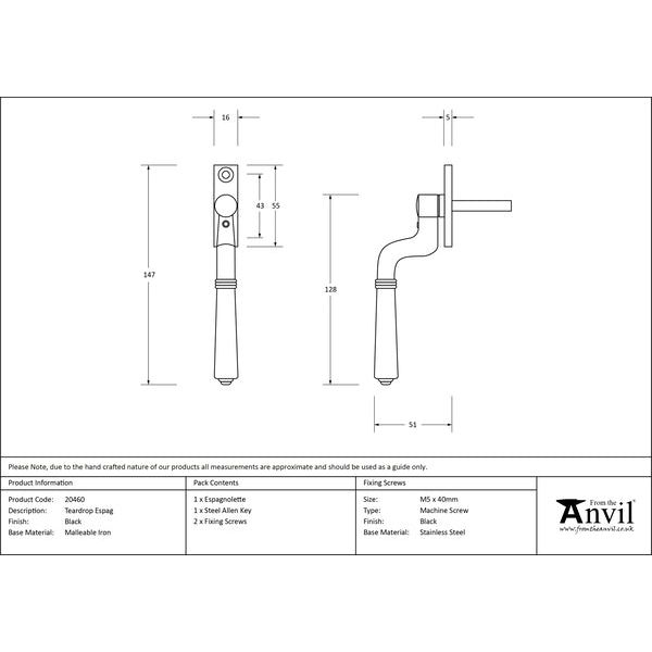 From The Anvil - Teardrop Espag - Black - 20460