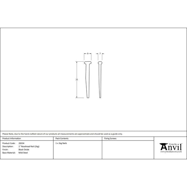 From The Anvil - Black Oxide 1" Rosehead Nail (1kg) - 28334