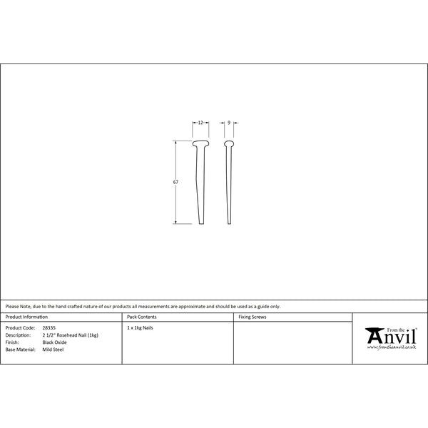 From The Anvil - Black Oxide 2 1/2" Rosehead Nail (1kg) - 28335