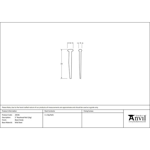 From The Anvil - Black Oxide 2" Rosehead Nail (1kg) - 28336