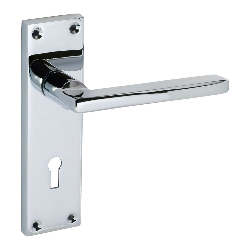 Eclipse - Auriga Lever Lock Door Handle on Backplate Set -  Polished Chrome -  31711 - Choice Handles