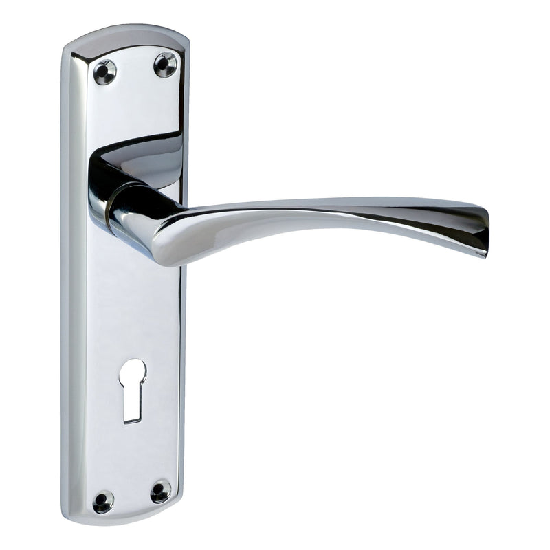 Eclipse - Monza Lever Lock Door Handle on Backplate Set -  Polished Chrome -  31721 - Choice Handles