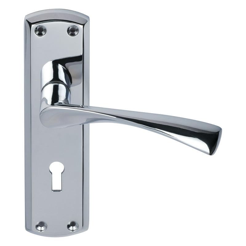 Eclipse - Monza Lever Lock Door Handle on Backplate Set -  Polished Chrome -  31721 - Choice Handles