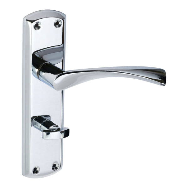 Eclipse - Monza Lever Bathroom Door Handle on Backplate Set -  Polished Chrome -  31723 - Choice Handles