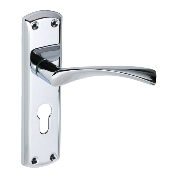 Eclipse - Monza Lever Euro 47.5mm Door Handle on Backplate Set -  Polished Chrome -  31724 - Choice Handles