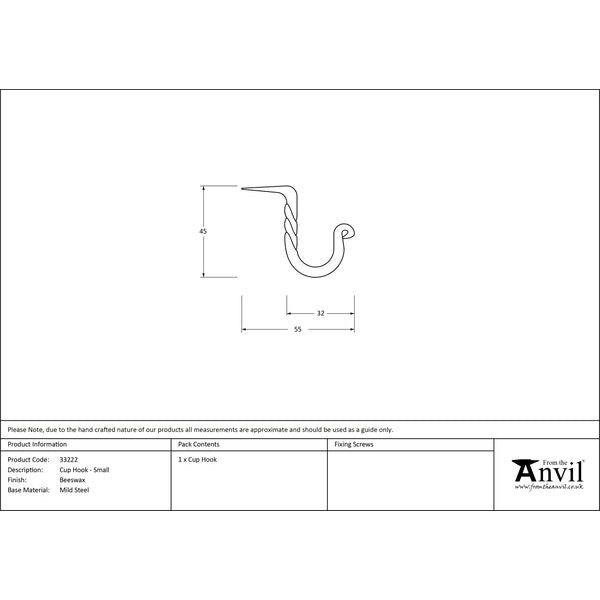 From The Anvil - Beeswax Cup Hook - Small - 33222