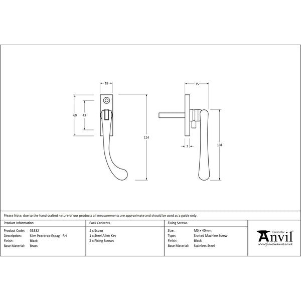 From The Anvil - Slim Peardrop Espag - RH - Black - 33332