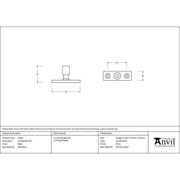 From The Anvil - Locking Stay Pin - Black - 33461