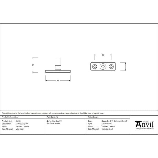 From The Anvil - Locking Stay Pin - Polished Chrome - 33465