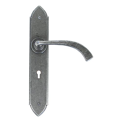 From The Anvil - Gothic Curved Sprung Lever Lock Set - Pewter Patina - 33634