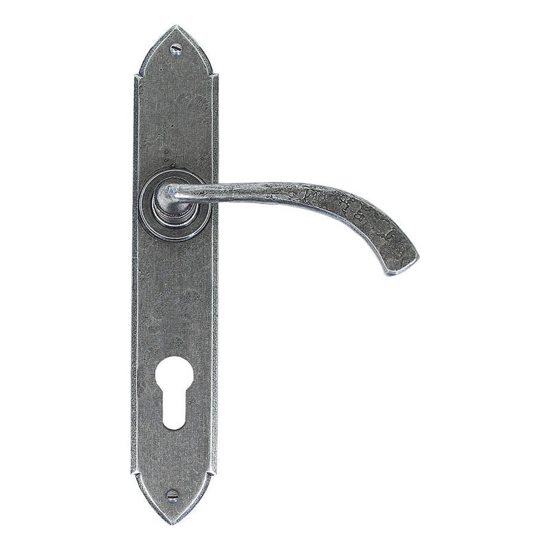 From The Anvil - Gothic Curved Lever Espag. Lock Set - Pewter Patina - 33765