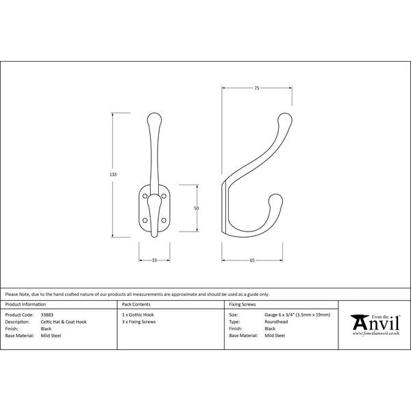 From The Anvil - Celtic Hat & Coat Hook - Black - 33883