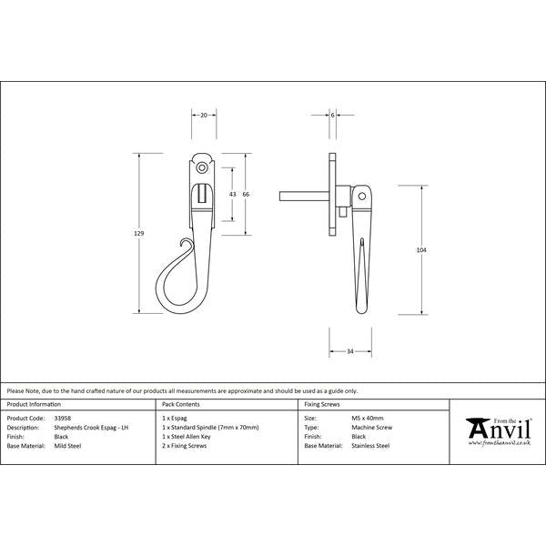 From The Anvil - Shepherd's Crook Espag - LH - Black - 33958