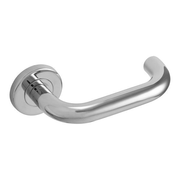 Eclipse - 19mm Safety Lever Door Handle On Rose Set -  Polished Stainless Steel -  34407 - Choice Handles