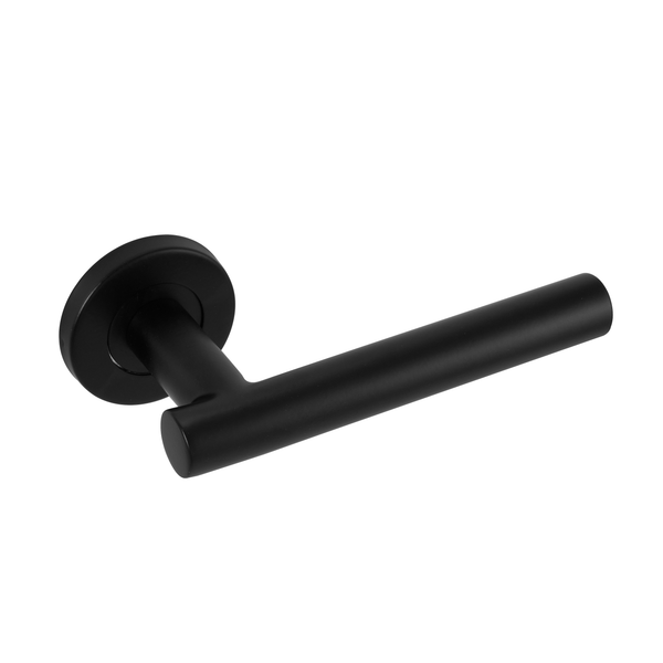 Eclipse - 19mm Straight T Bar Lever Door Handle On Rose Set -  Matt Black  -  34903 - Choice Handles