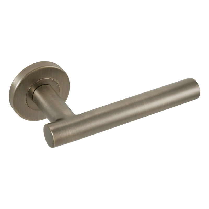 Eclipse - 19mm Straight T Bar Lever Door Handle On Rose Set -  Matt Antique Brass -  34907 - Choice Handles