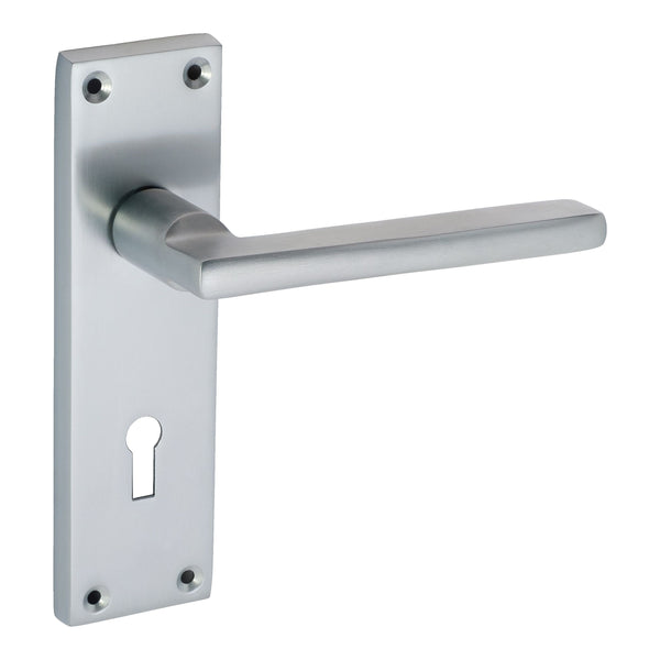 Eclipse - Auriga Lever Lock Door Handle on Backplate Set -  Satin Chrome -  37711 - Choice Handles