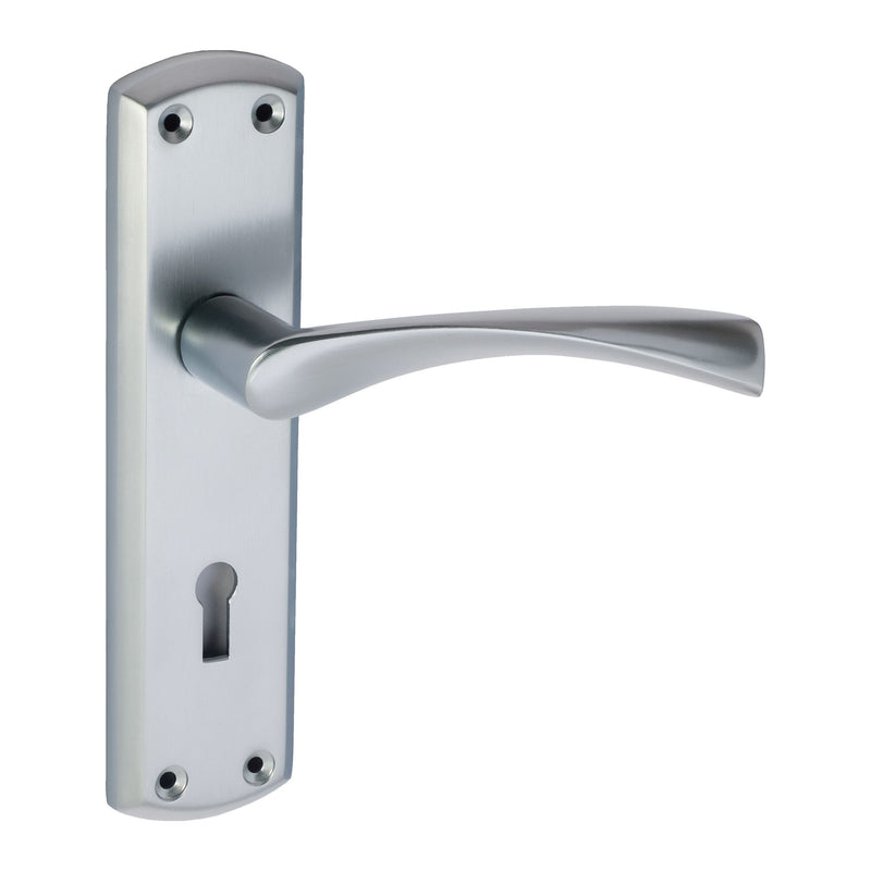 Eclipse - Monza Lever Lock Door Handle on Backplate Set -  Satin Chrome -  37721 - Choice Handles