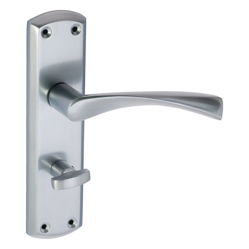 Eclipse - Monza Lever Bathroom Door Handle on Backplate Set -  Satin Chrome -  37723 - Choice Handles