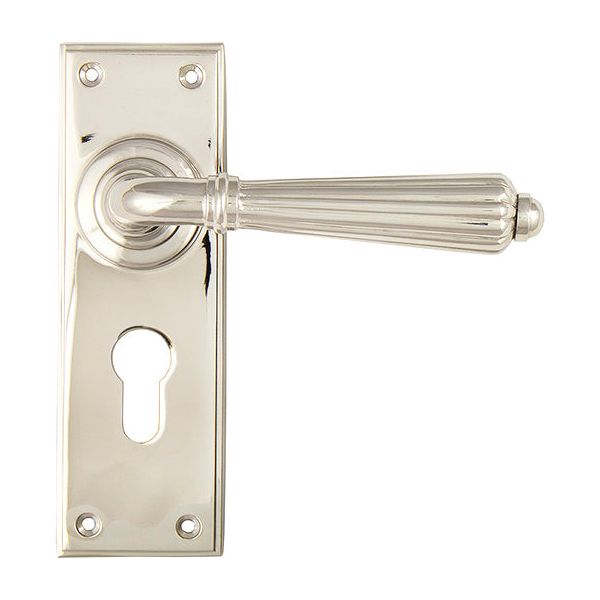 From The Anvil - Hinton Lever Euro Lock Set - Polished Nickel - 45325