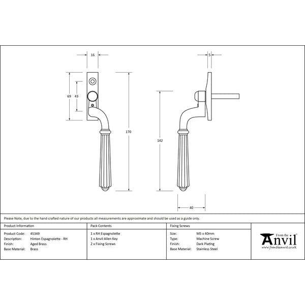 From The Anvil - Hinton Espag - RH - Aged Brass - 45349