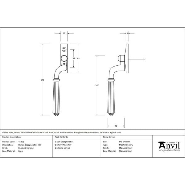 From The Anvil - Hinton Espag - LH - Polished Chrome - 45352