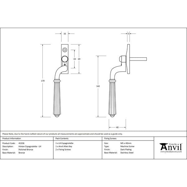 From The Anvil - Hinton Espag - LH - Polished Bronze - 45358