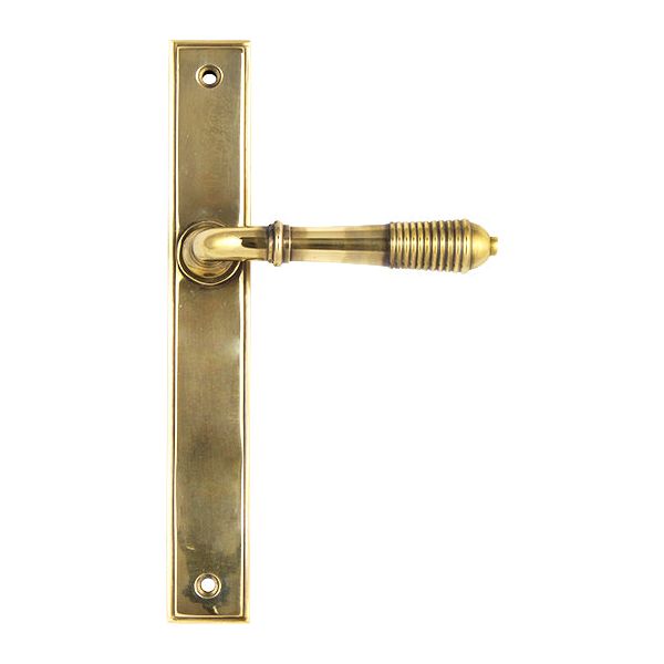 From The Anvil - Reeded Slimline Lever Latch Set - Aged Brass - 45419