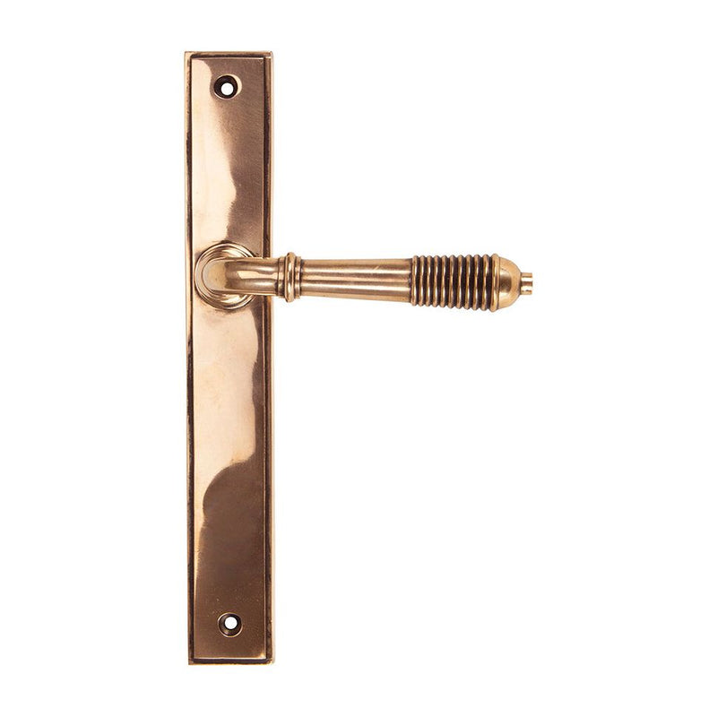 From The Anvil - Reeded Slimline Lever Latch Set - Polished Bronze - 45428