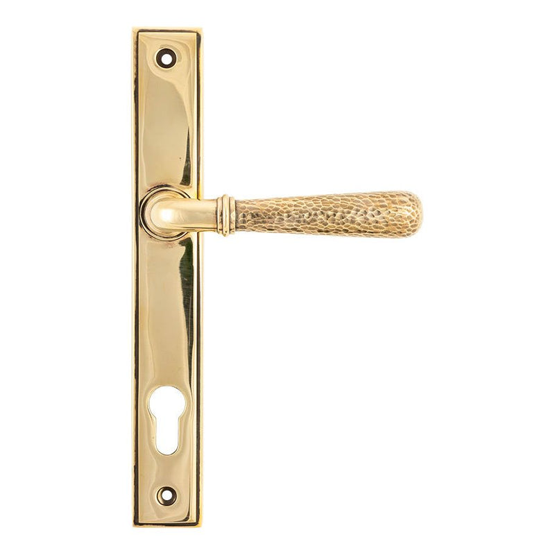 From The Anvil - Hammered Newbury Slimline Espag. Lock Set - Aged Brass - 45498