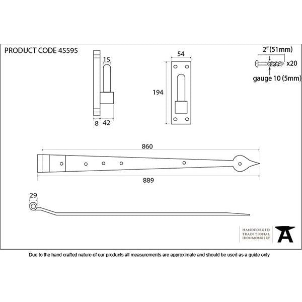 From The Anvil - External Beeswax 35" Hook & Band Hinge - Cranked (pair) - 45595