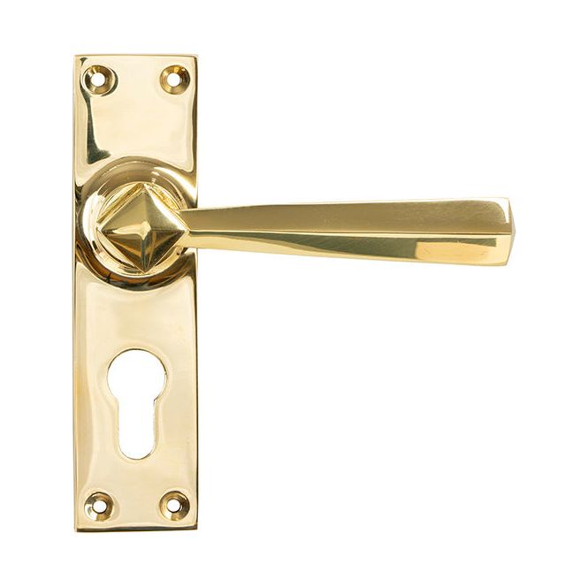 From The Anvil - Straight Lever Euro Lock Set - Polished Brass - 45761