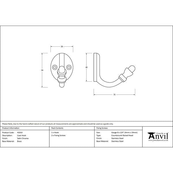 From The Anvil - Coat Hook - Satin Chrome - 45910