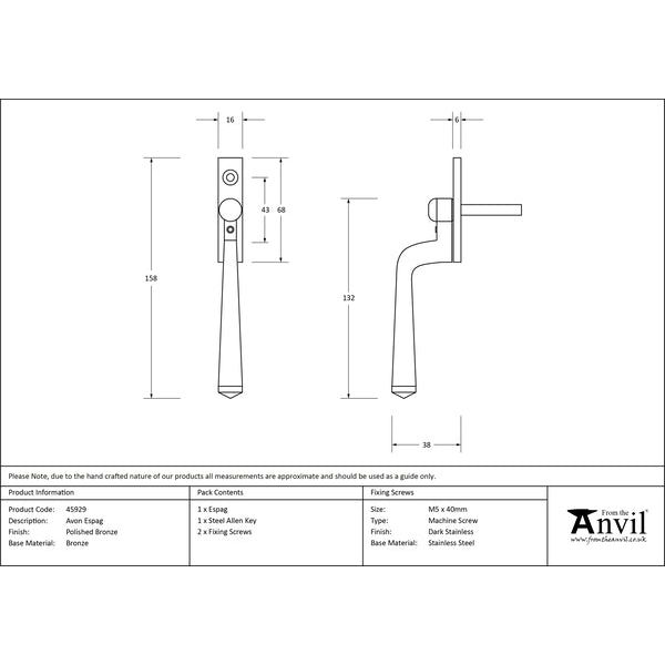 From The Anvil - Avon Espag - Polished Bronze - 45929