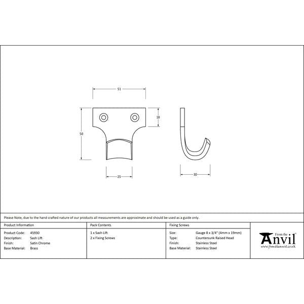 From The Anvil - Sash Lift - Aged Brass - 45930