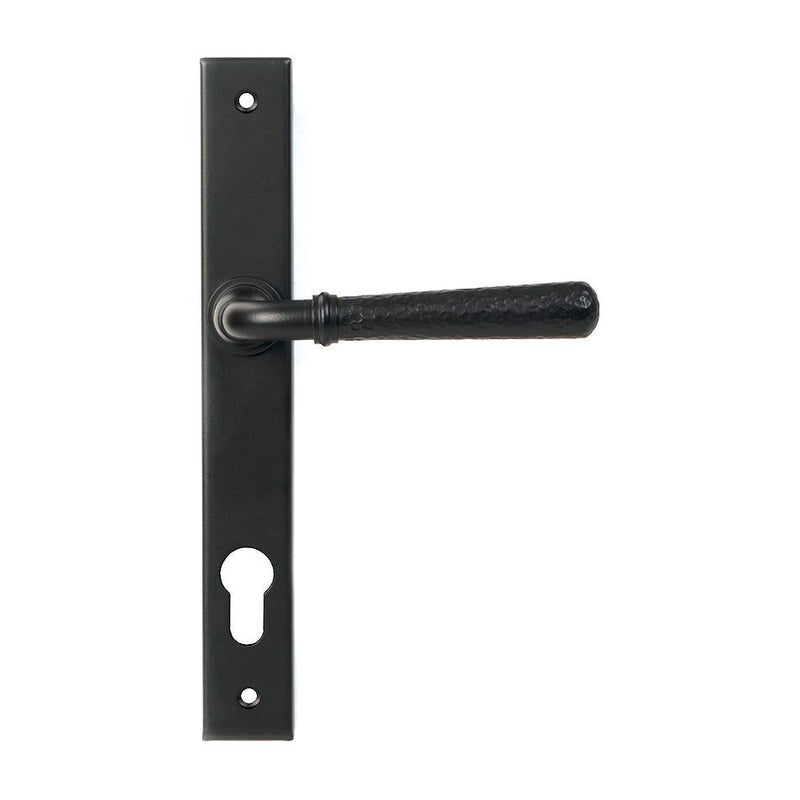 From The Anvil - Matt Black Hammered Newbury Slimline Espag. Lock Set - 46388