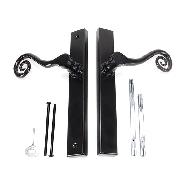 From The Anvil - Black Monkeytail Slimline Lever Espag. Latch Set - RH - Black  - 46397R