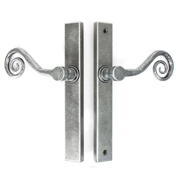 From The Anvil - Pewter Monkeytail Slimline Lever Espag. Latch Set - LH - Pewter Patina  - 46398L