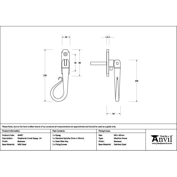 From The Anvil - Beeswax Shepherd's Crook Espag - LH - 46497