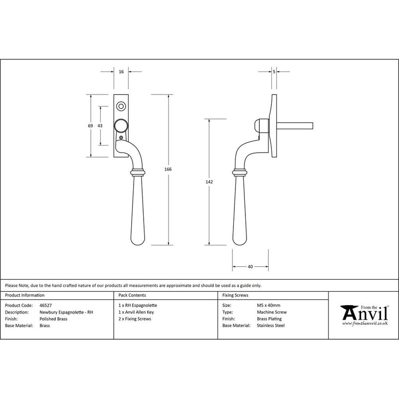 From The Anvil - Newbury Espag - RH - Polished Brass - 46527