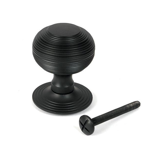 From The Anvil - Matt Black Beehive Centre Door Knob - 46660