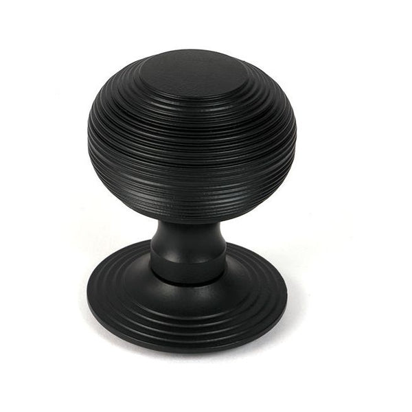 From The Anvil - Matt Black Beehive Centre Door Knob - 46660