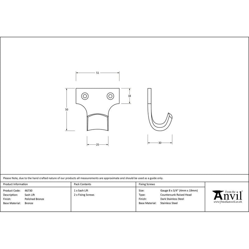 From The Anvil - Sash Eye Lift - Satin Chrome - 46730