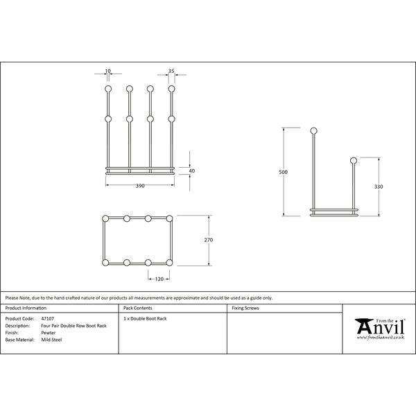 From The Anvil - Pewter Four Pair Boot Rack - Pewter Patina  - 47107