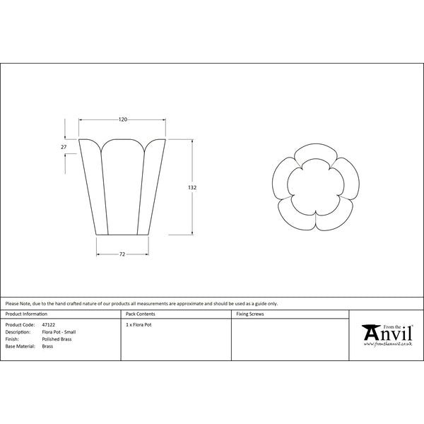 From The Anvil - Smooth Brass Flora Pot - Small - Smooth Brass  - 47122