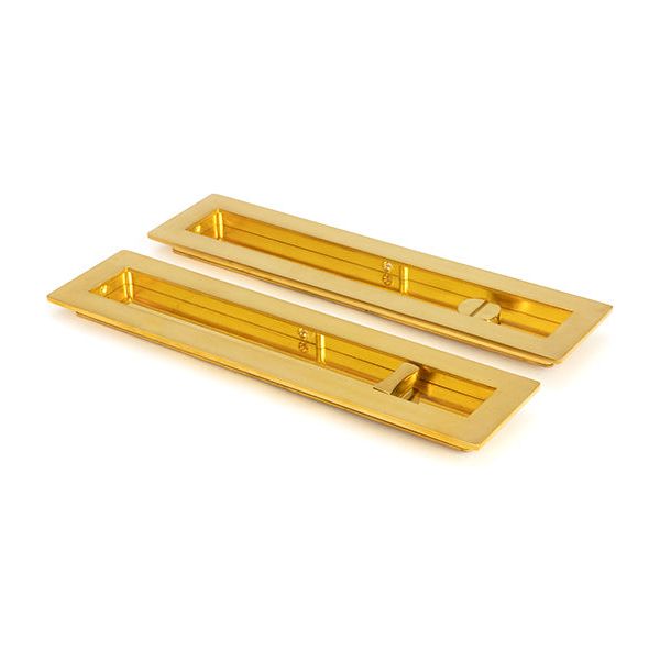 From The Anvil - 250mm Plain Rectangular Pull - Privacy Set - Polished Brass - 47164